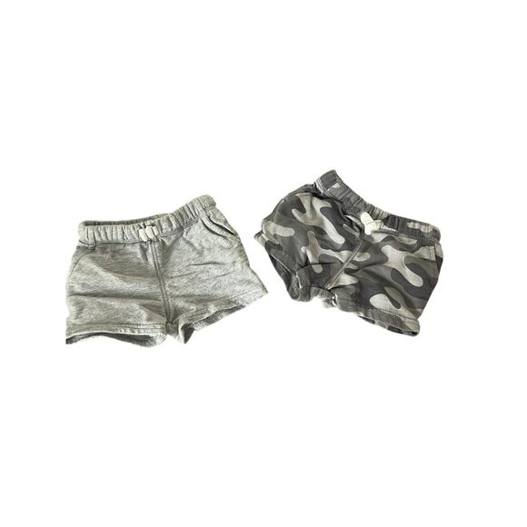 Carters Bundle Set of 2 Boys Gray Camo Camouflage Sweat Shorts Size 3 Months - Picture 1 of 7